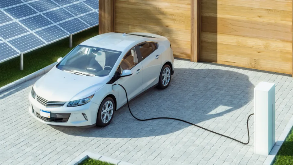 Exemple d'une borne de recharge pour voiture électrique à domicile.