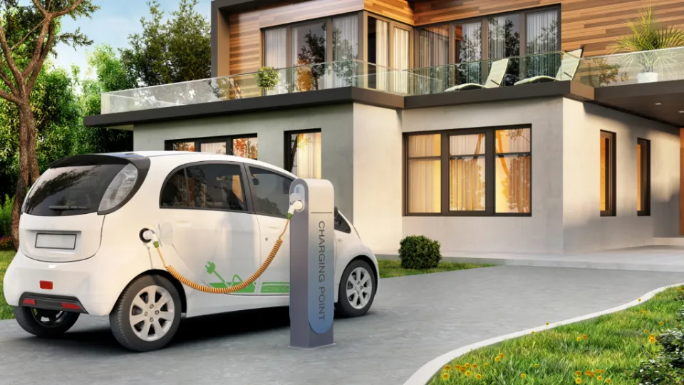 Une borne de recharge à domicile.
